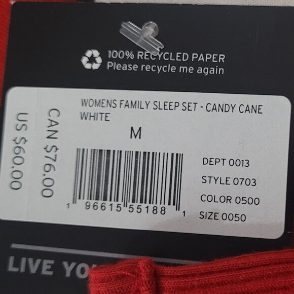 Eddie Bauer Holiday Red & White Striped 100% Cotton Sleep Set Size Medium NWT - Picture 2 of 10